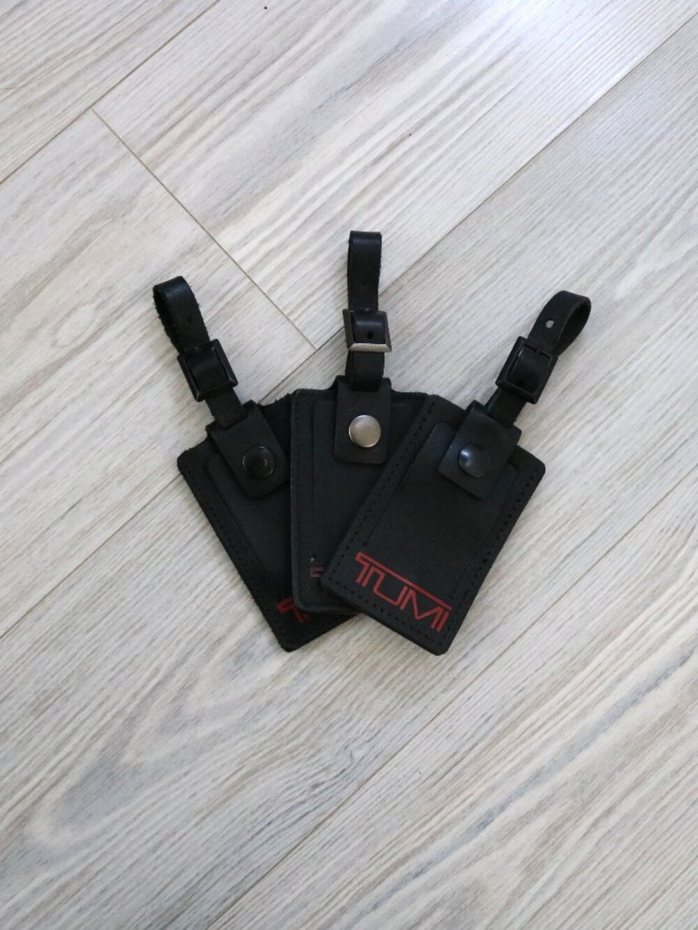 TUMI Alpha Luggage Tags Black Leather - Lot of 3